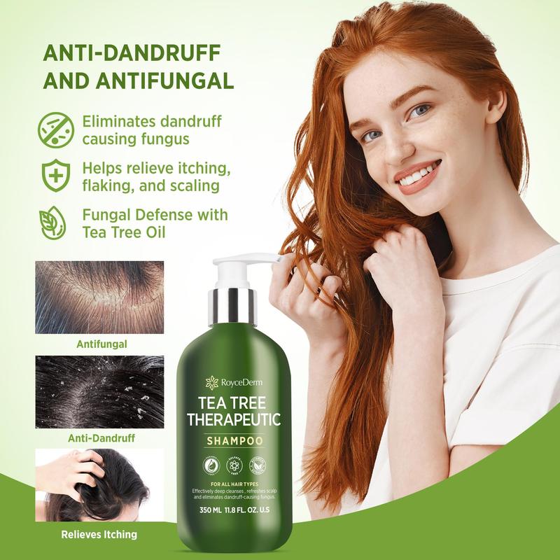 Roycederm Tea Tree Antifungal Shampoo Folliculitis Shampoo for Dry Scalp, Dandruff, and Itchy Scalp - Paraben, Sulfate Free