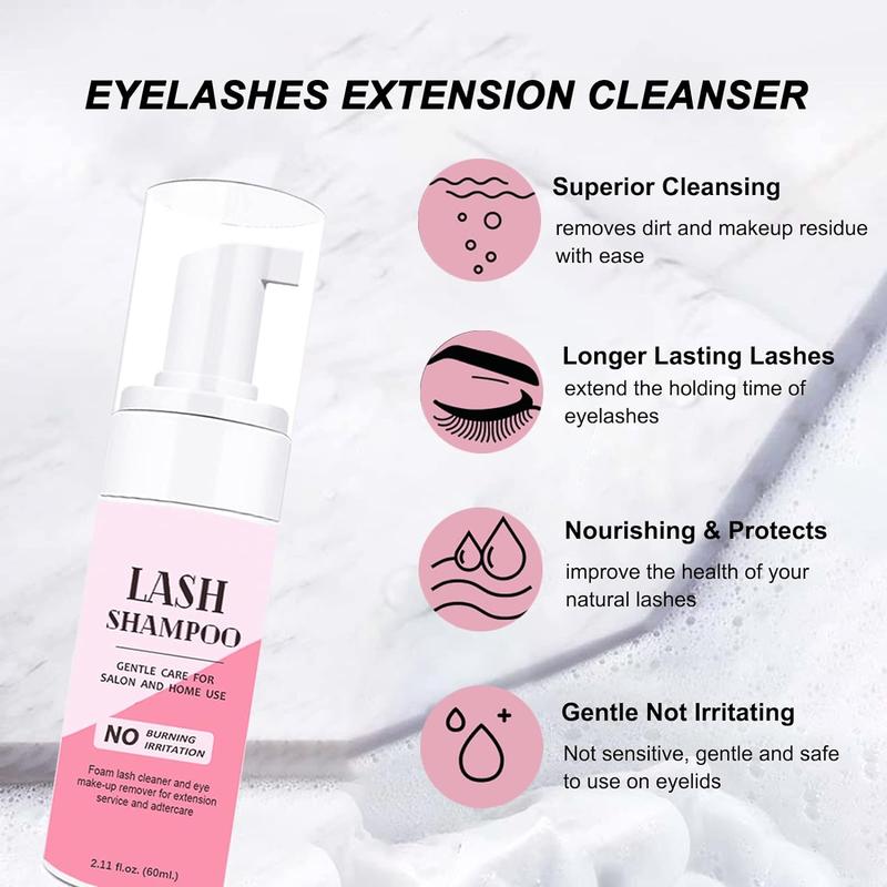 Lash Shampoo for Lash Extensions Eyelash Extension Cleanser with USB Lash Fan,50ml Lash Shampoo,Mascara Brush,Nose Blackhead Facial Cleaning Brush and Wash Bottle for Eye Makeup Remove Blackr