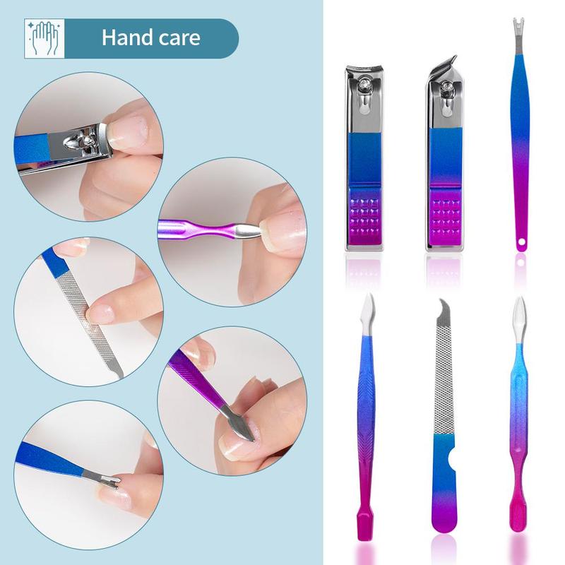 Stainless Steel Nail Trimmer Set, 7 10 12 15pcs set Gradient Professional Nail Care Tools, Manicure & Pedicure Tools for Home & Salon Use