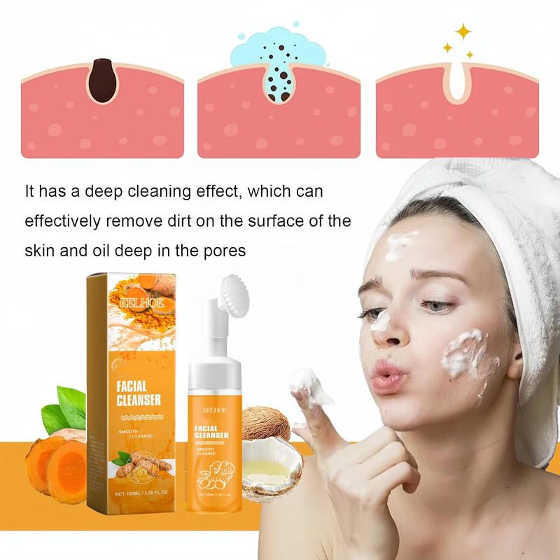 Turmeric Brightening Facial Cleanser, Deep Cleansing Hydrating Facial Cleanser, Refreshing Oil Control Facial Cleansers for Women & Men