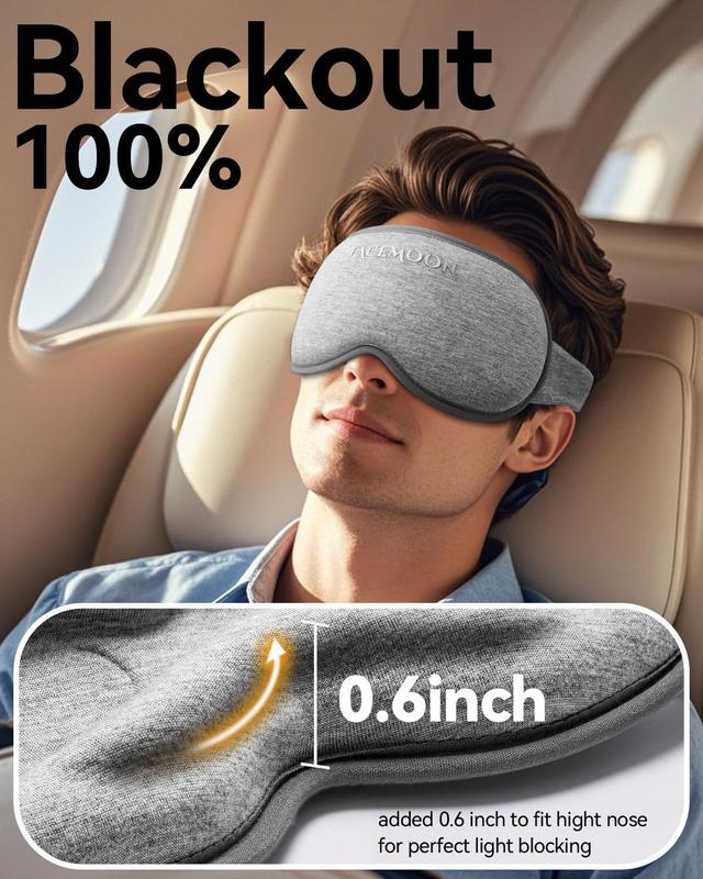 Weighted Eye Mask for Sleeping - Blackout Sleep Mask for Women Men, FACEMOON Lash Extension Eye Covers, Memory Foam, 3D Contoured, Airplane Travel Essentials, Blindfold for Meditation(Gray)