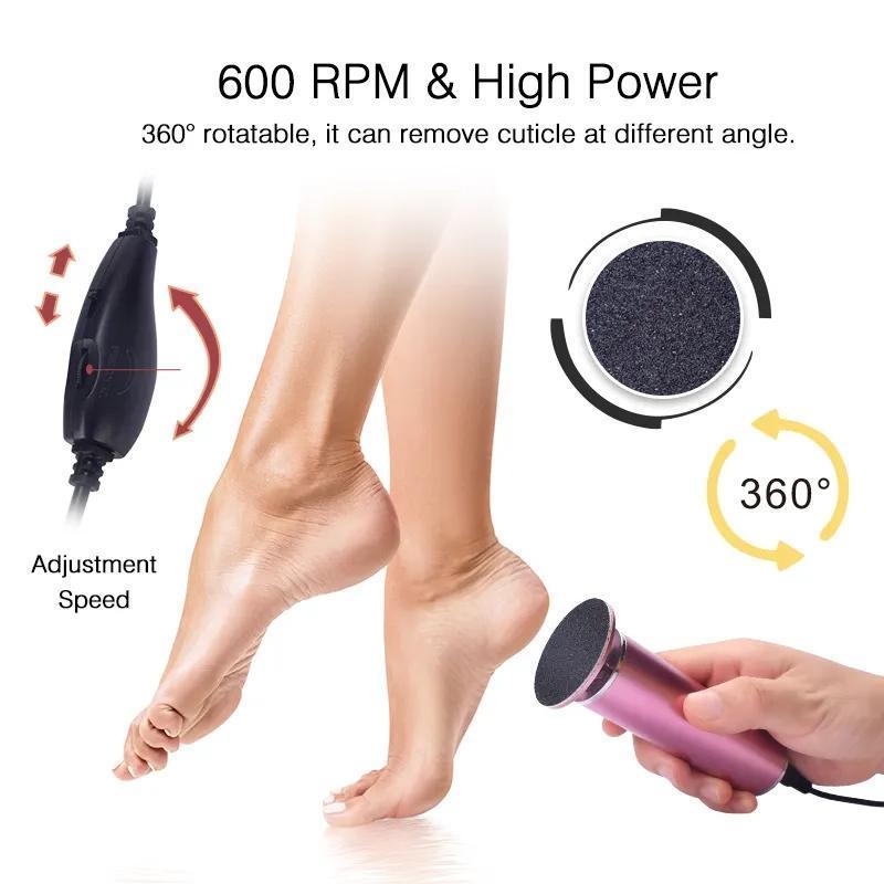 GGV Electric Foot File,Adjustable Rotatable Electronic Foot Dead Skin Remover. Callus Remover Tool for Home& Nail Salon, Pedicure Care electric callus Tool