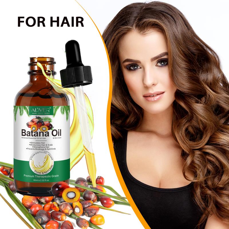 Aliver Batana Oil from Honduras with Vitamin E for Hair & Skin & Eyebrows & Eyelashes - 2.02 fl oz (60ml) Haircare Comfort